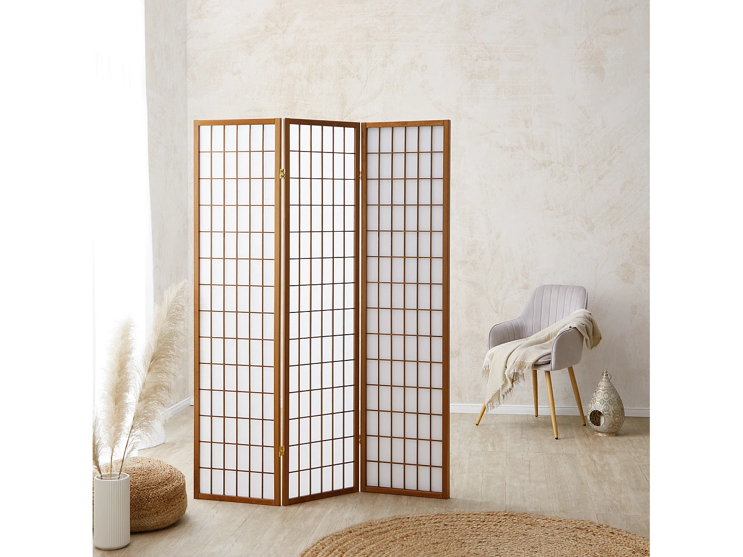 Separador de ambientes 175x132x2.2 cm marrón Shoji