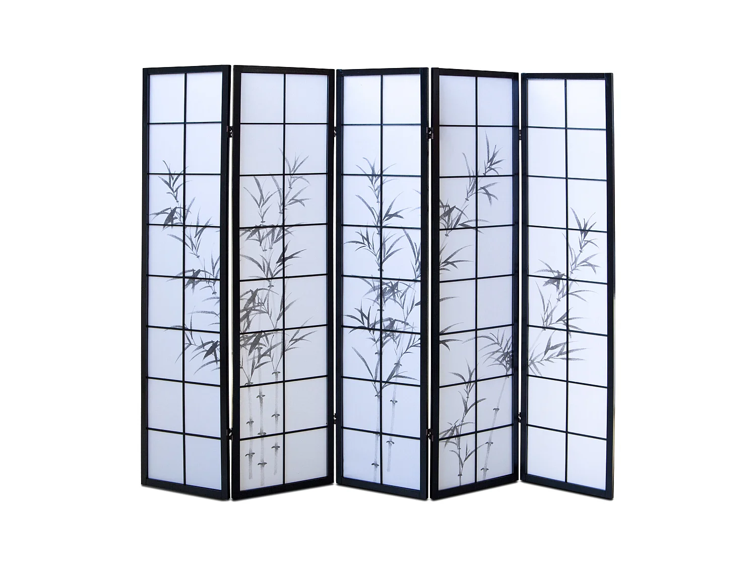 Divisor de espaço em bambu, preto e branco, 179×220 cm