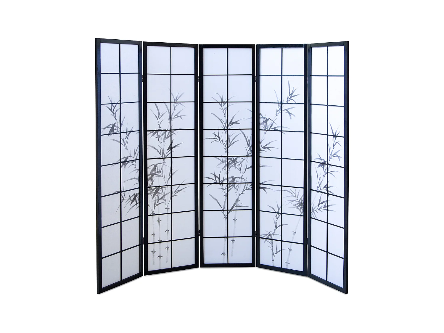 Divisor de espaço em bambu, preto e branco, 179×220 cm
