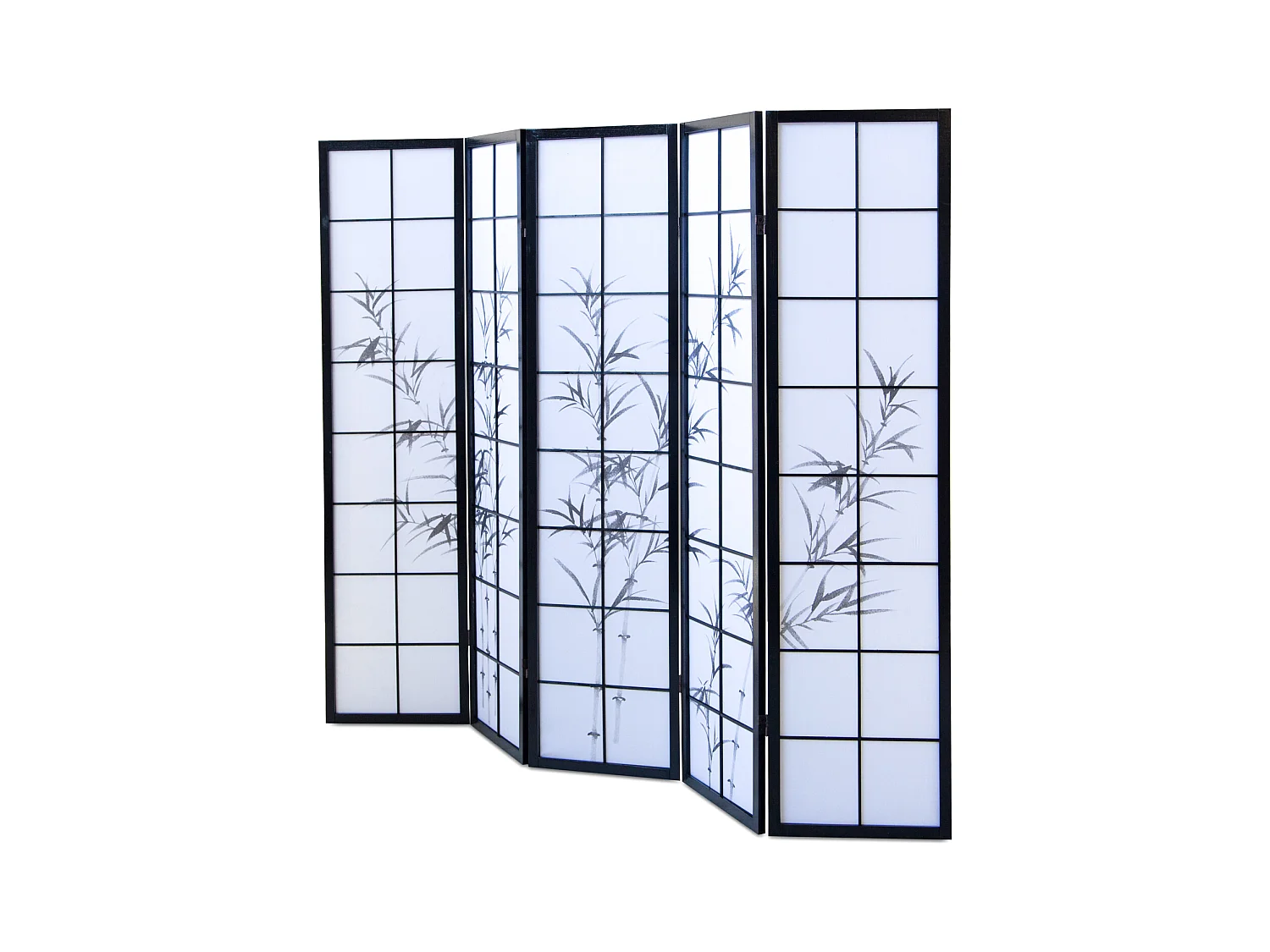 Divisor de espaço em bambu, preto e branco, 179×220 cm