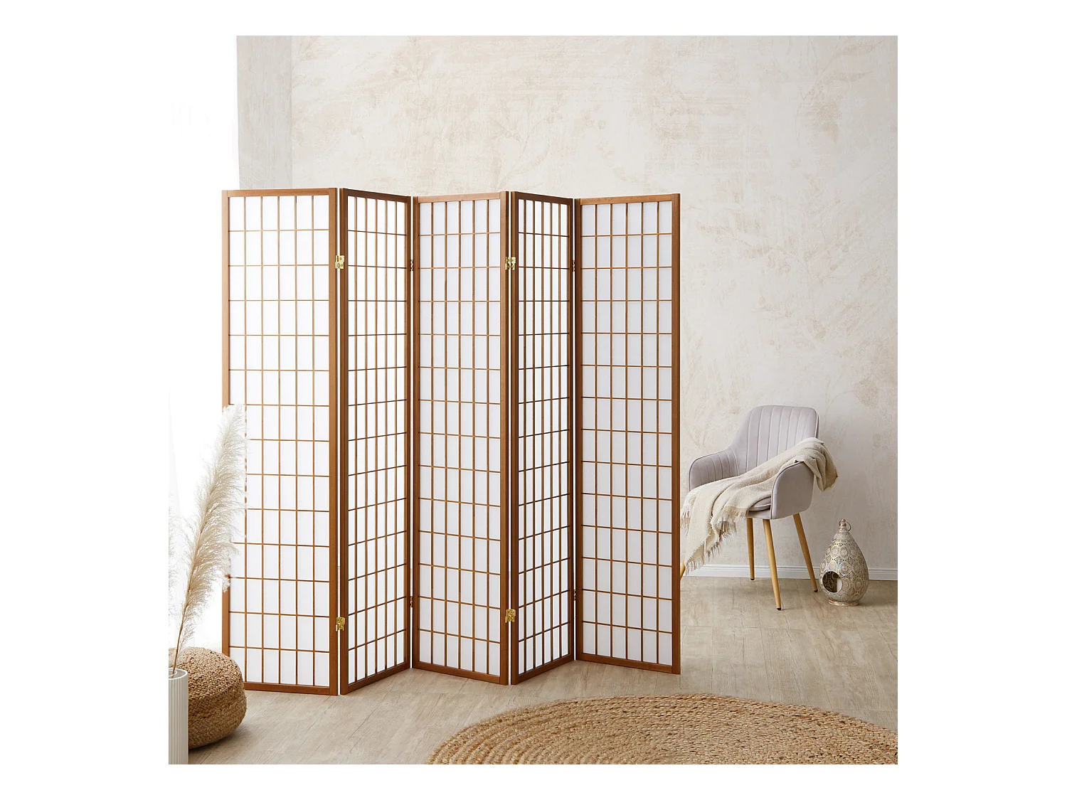 Séparateur de pièce 220x175x2,2 cm marron Shoji