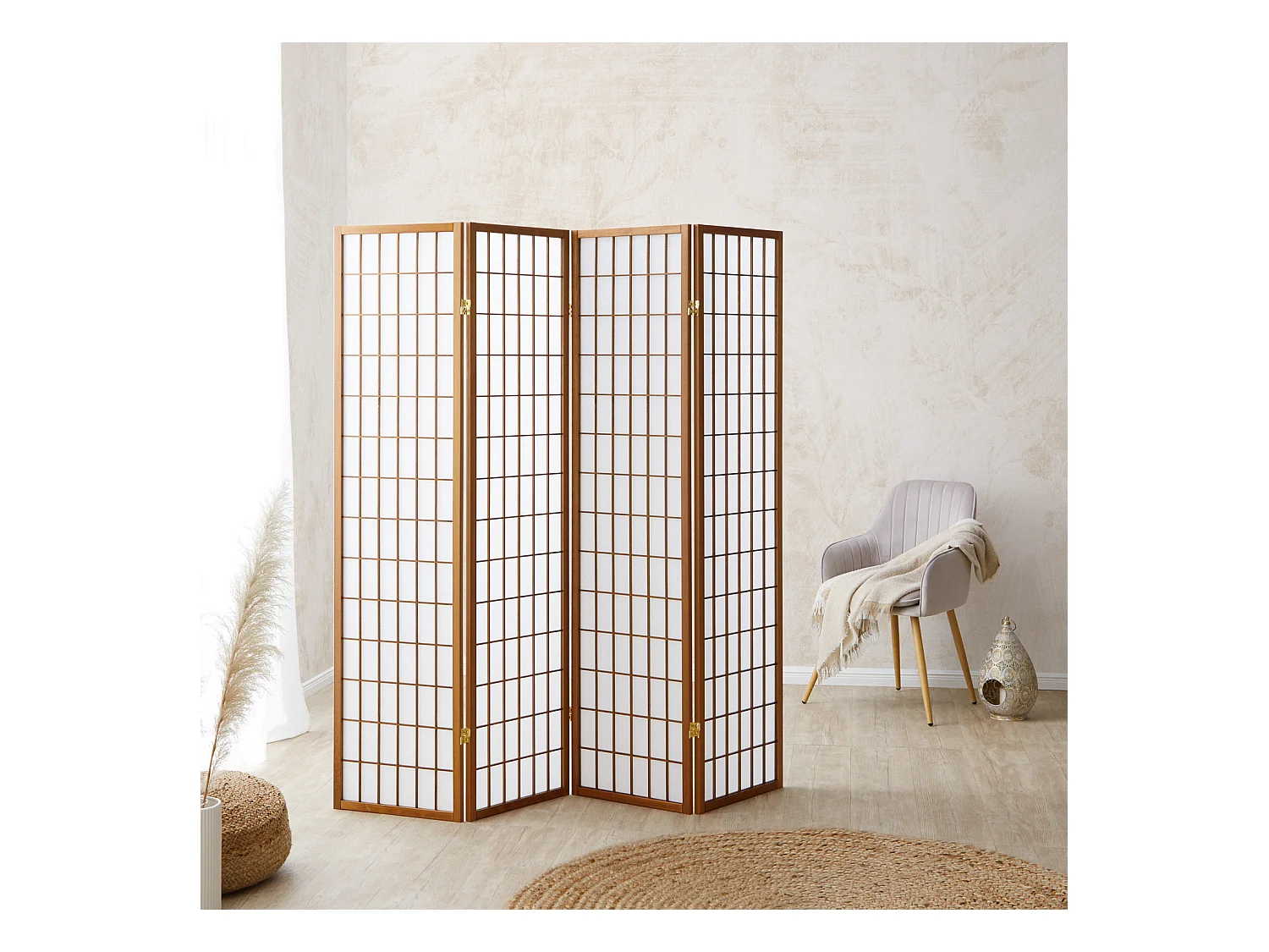 Separé divisorio per ambiente 176x2,2x175 cm Marrone Shoji