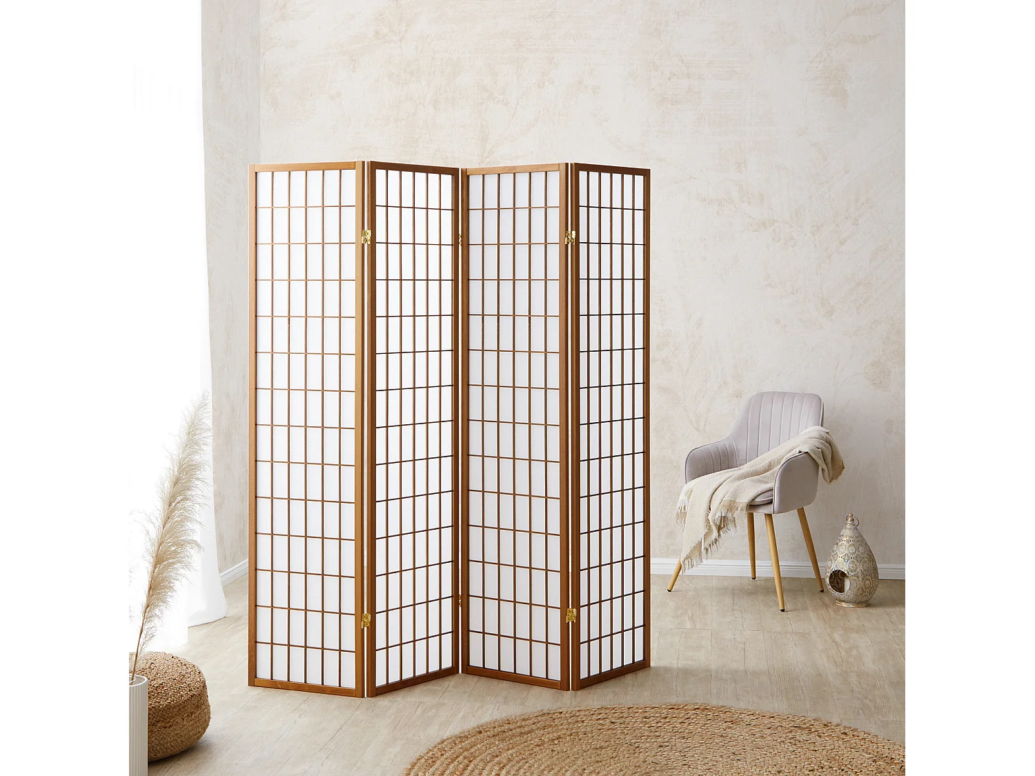Kamerscherm roomdivider 176x2.2x175 cm Bruin Shoji