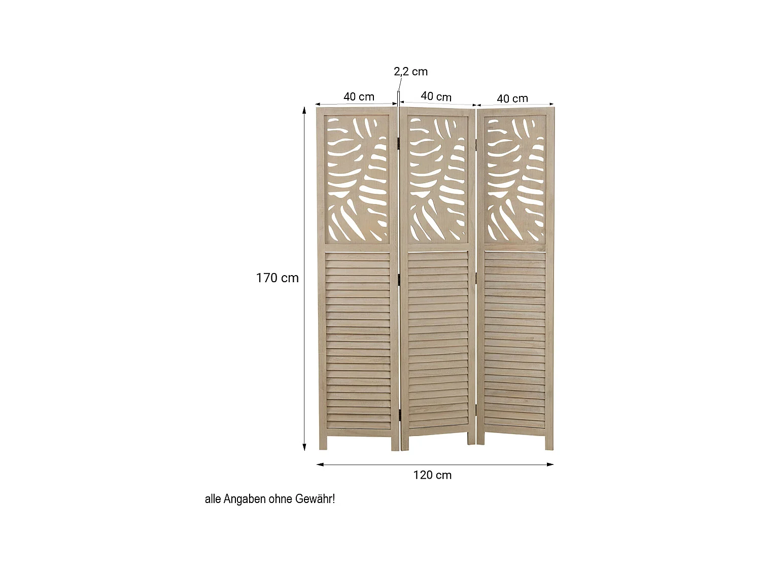 Kamerscheider 120x170x2,2 cm beige Paravent 3-delig opvouwbaar houten scherm