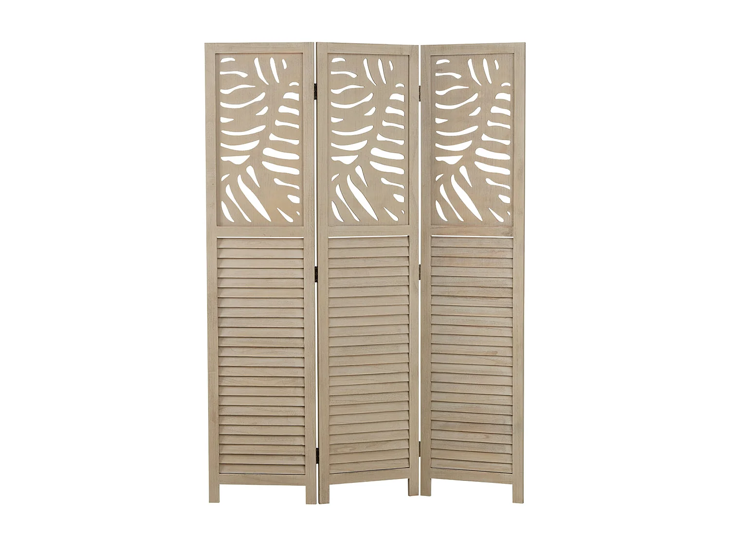 Separador de ambiente 120x170x2.2 cm beige Paraván 3 paneles plegable pantalla de madera