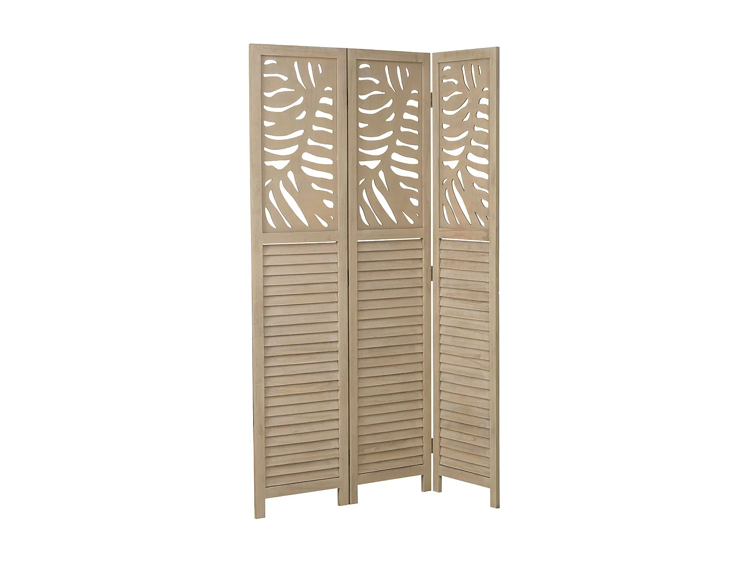 Separador de ambiente 120x170x2.2 cm beige Paraván 3 paneles plegable pantalla de madera