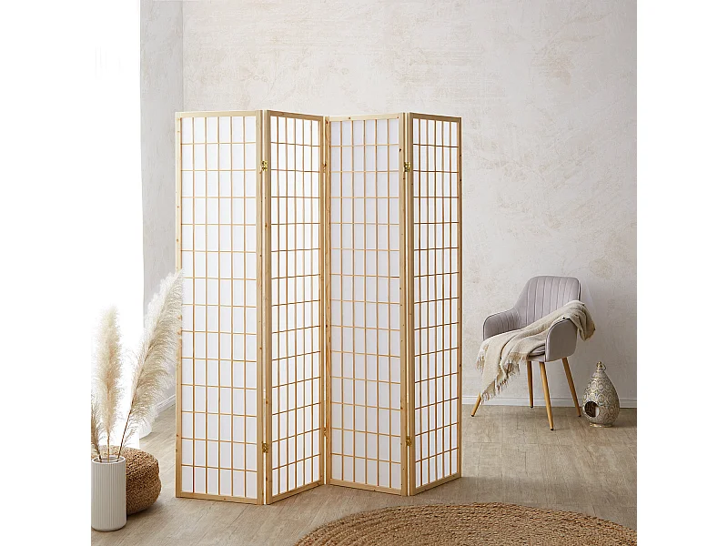 Kamerscheider 175x176x2,2 cm Natuurlijk Shoji