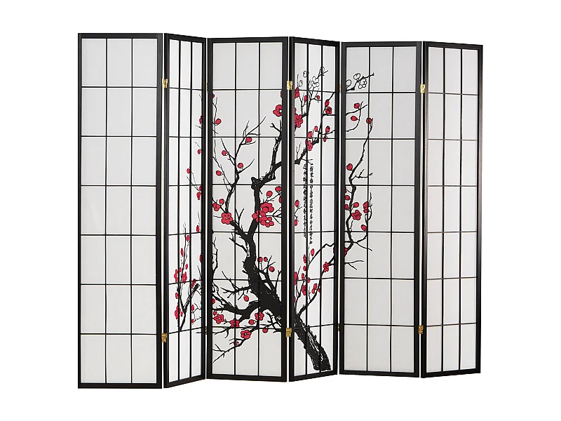 Raumteiler 179x264x2 cm schwarz Shoji