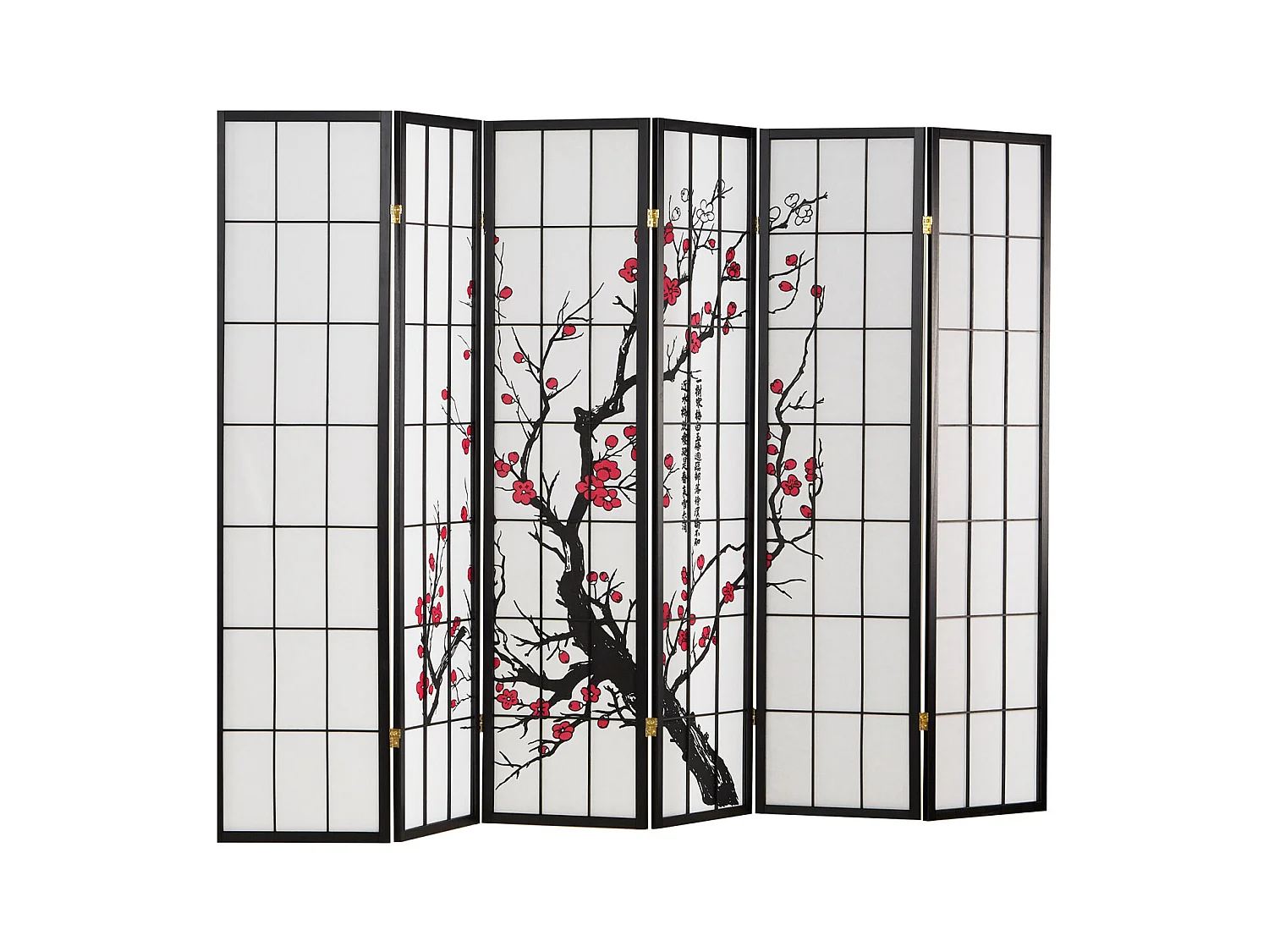 Paravent 179x264x2 cm noir Shoji