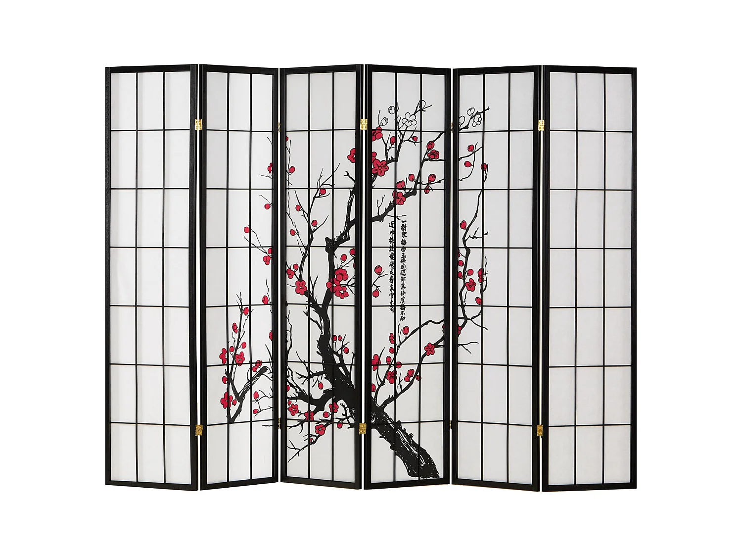 Paravent 179x264x2 cm noir Shoji