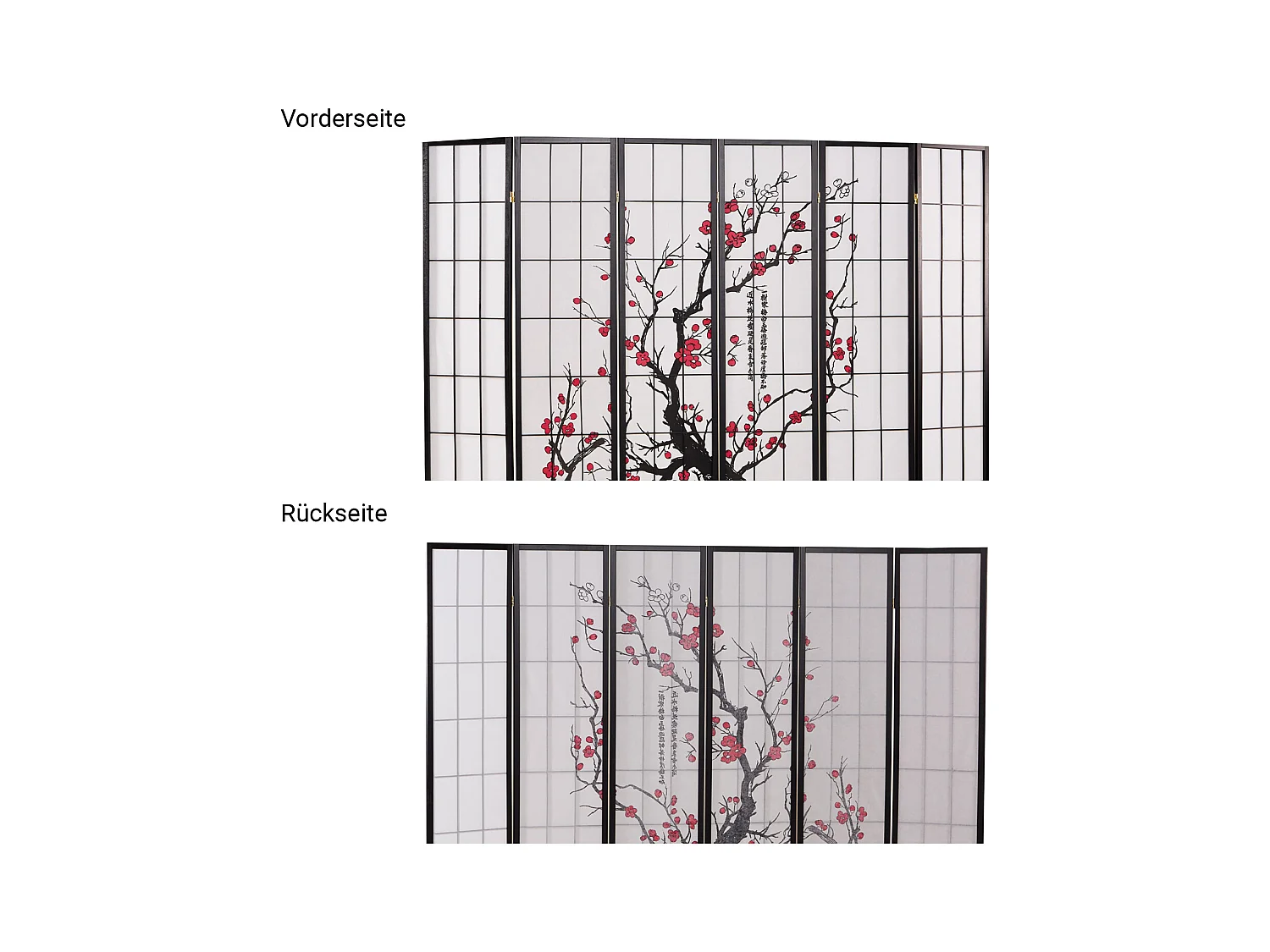 Paravent 179x264x2 cm noir Shoji