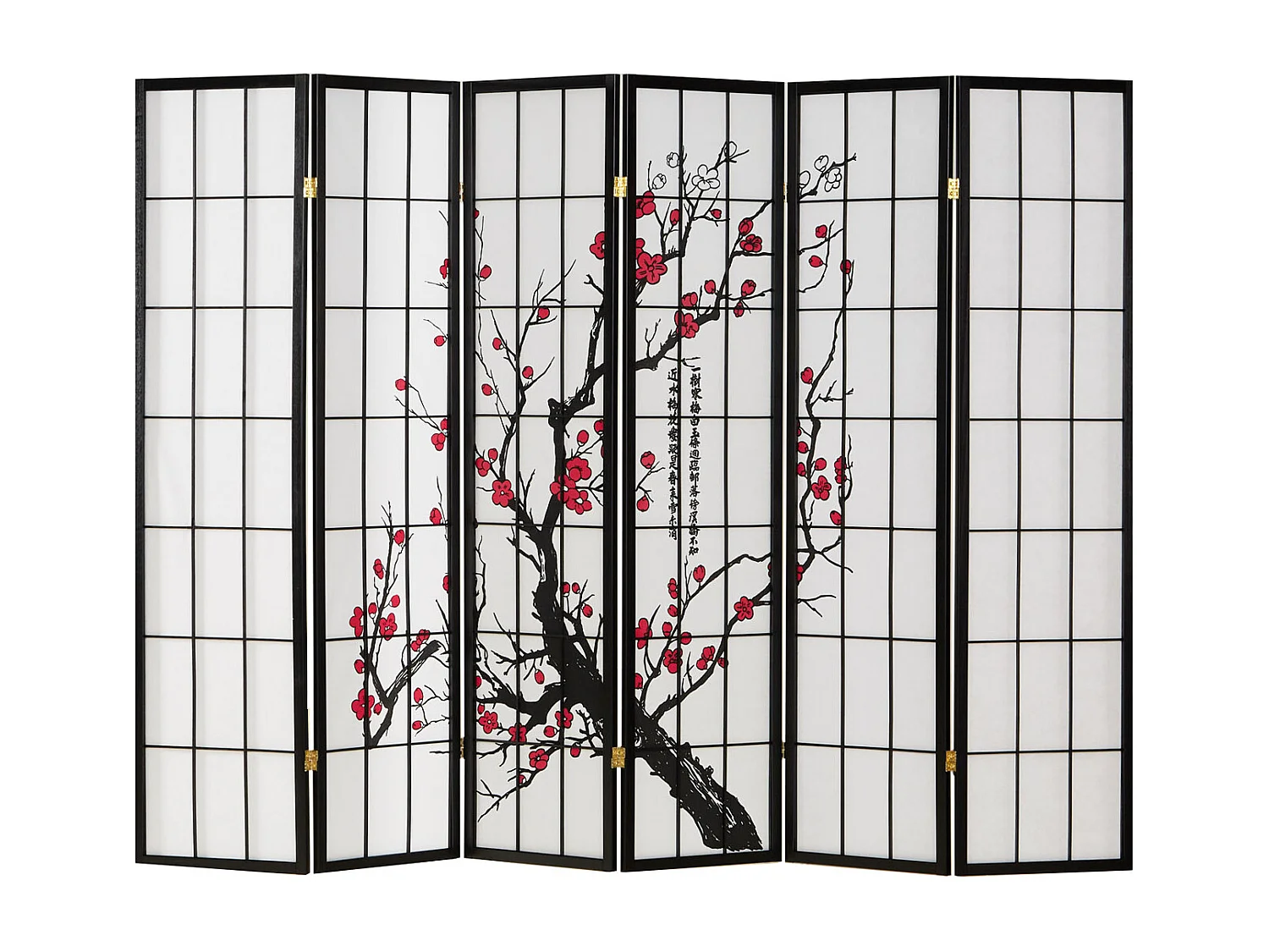 Paravent 179x264x2 cm noir Shoji