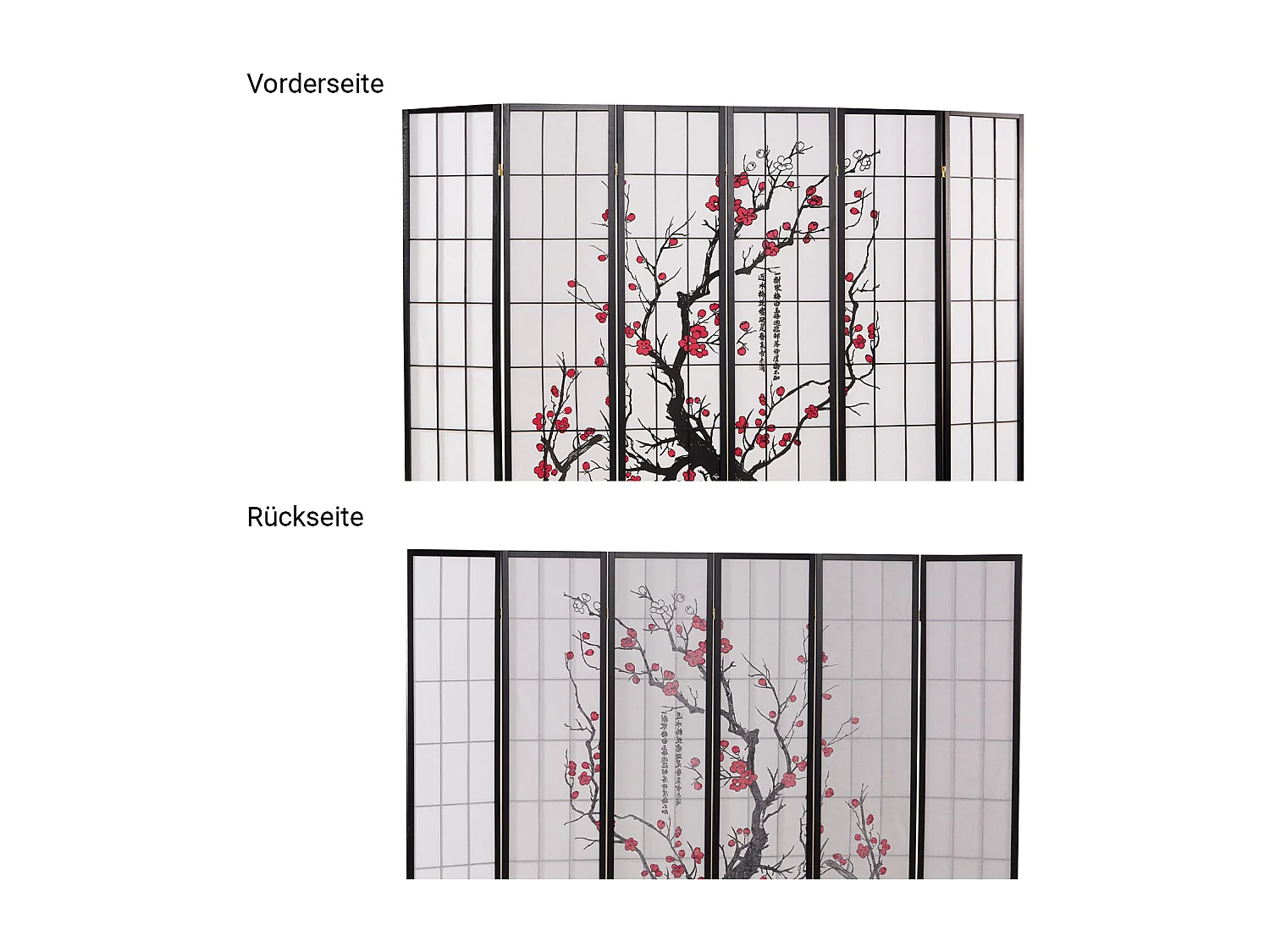 Paravent 179x264x2 cm noir Shoji