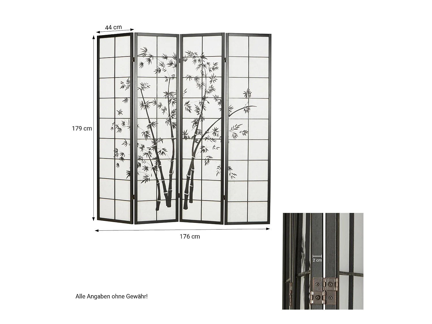 Paravent 179 cm Noir