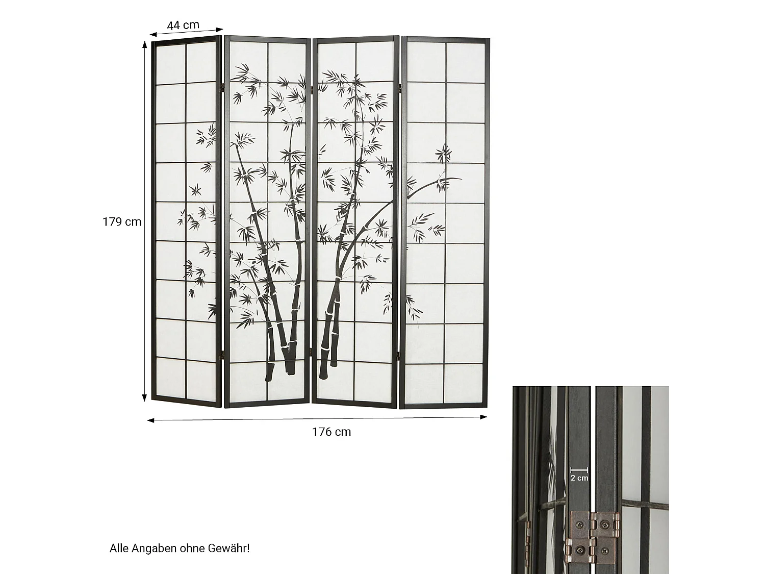 Raumteiler 179 cm Schwarz