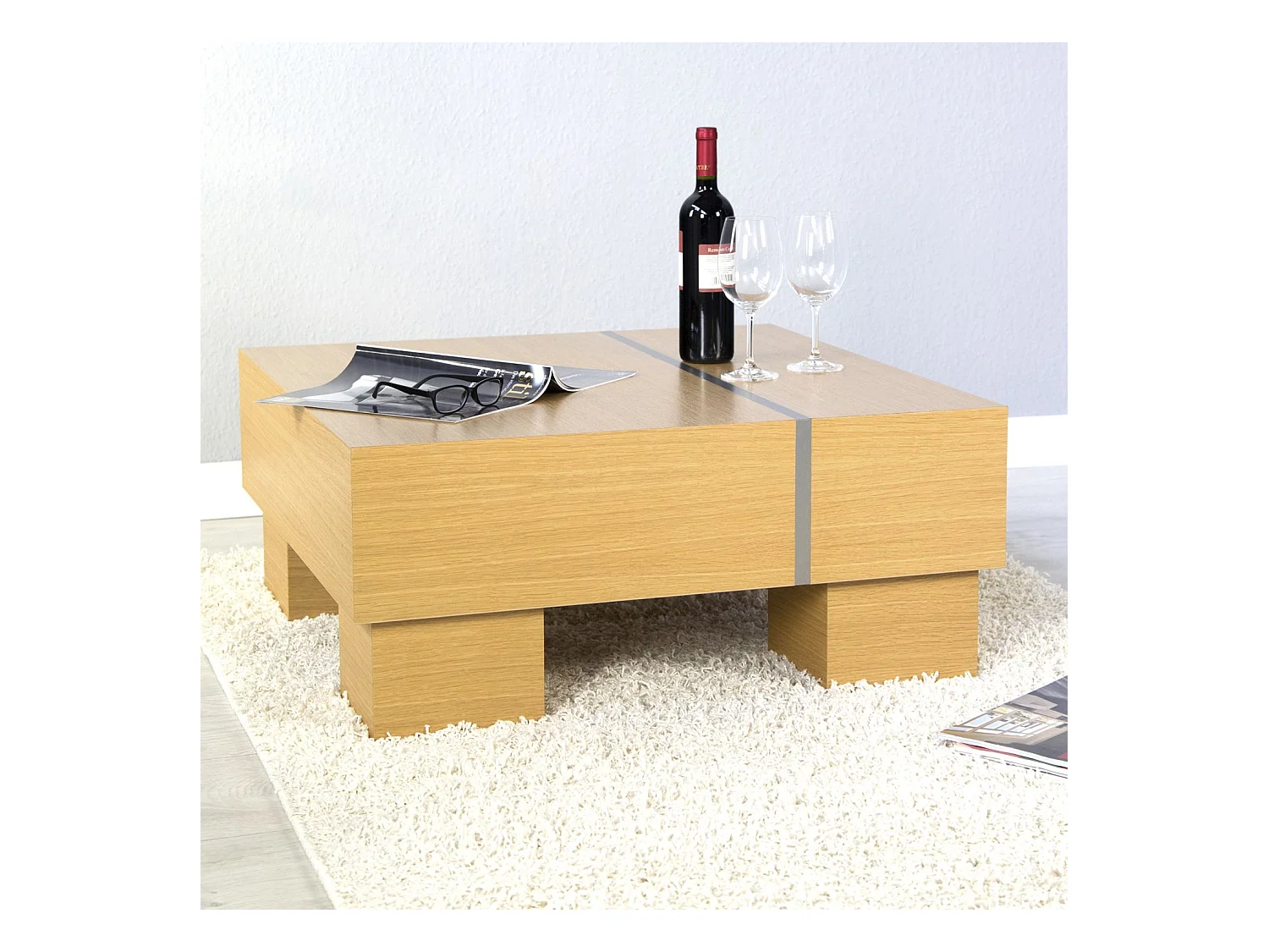 Table Basse 80x80x35 cm Marron