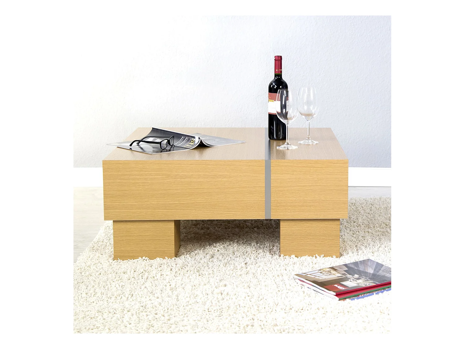 Table Basse 80x80x35 cm Marron