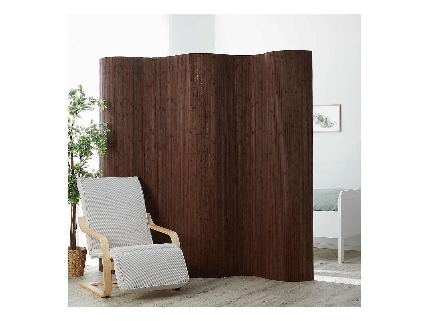 Paravent 200x250 cm Marron Foncé en Bambou