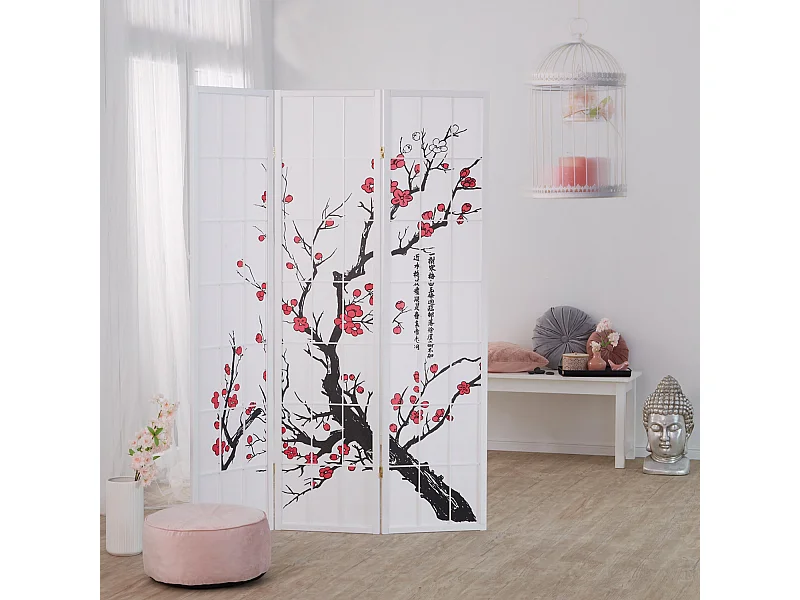 Kamerscherm 179 cm Wit