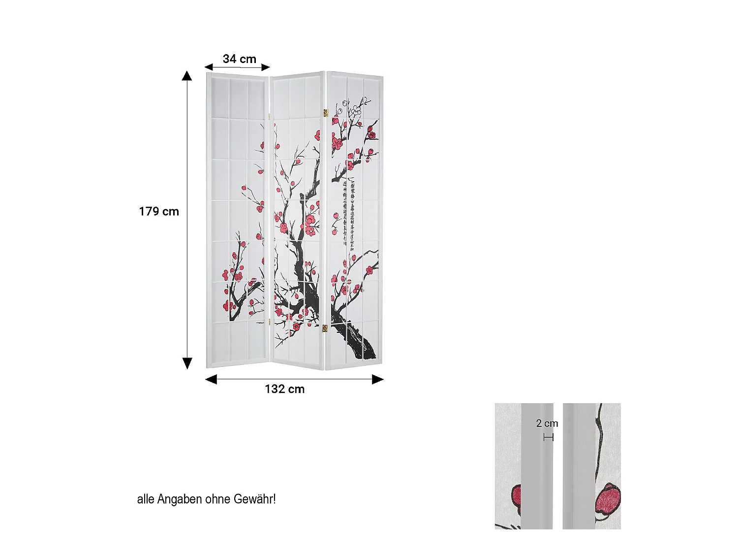 Paravent 179 cm Blanc