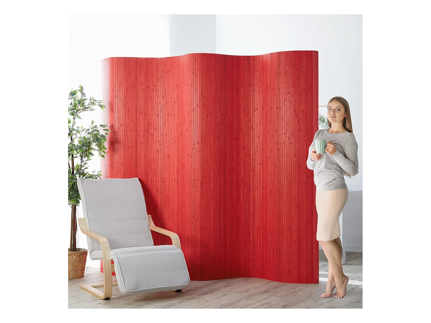 Paravent 200x250x0,3 cm rouge