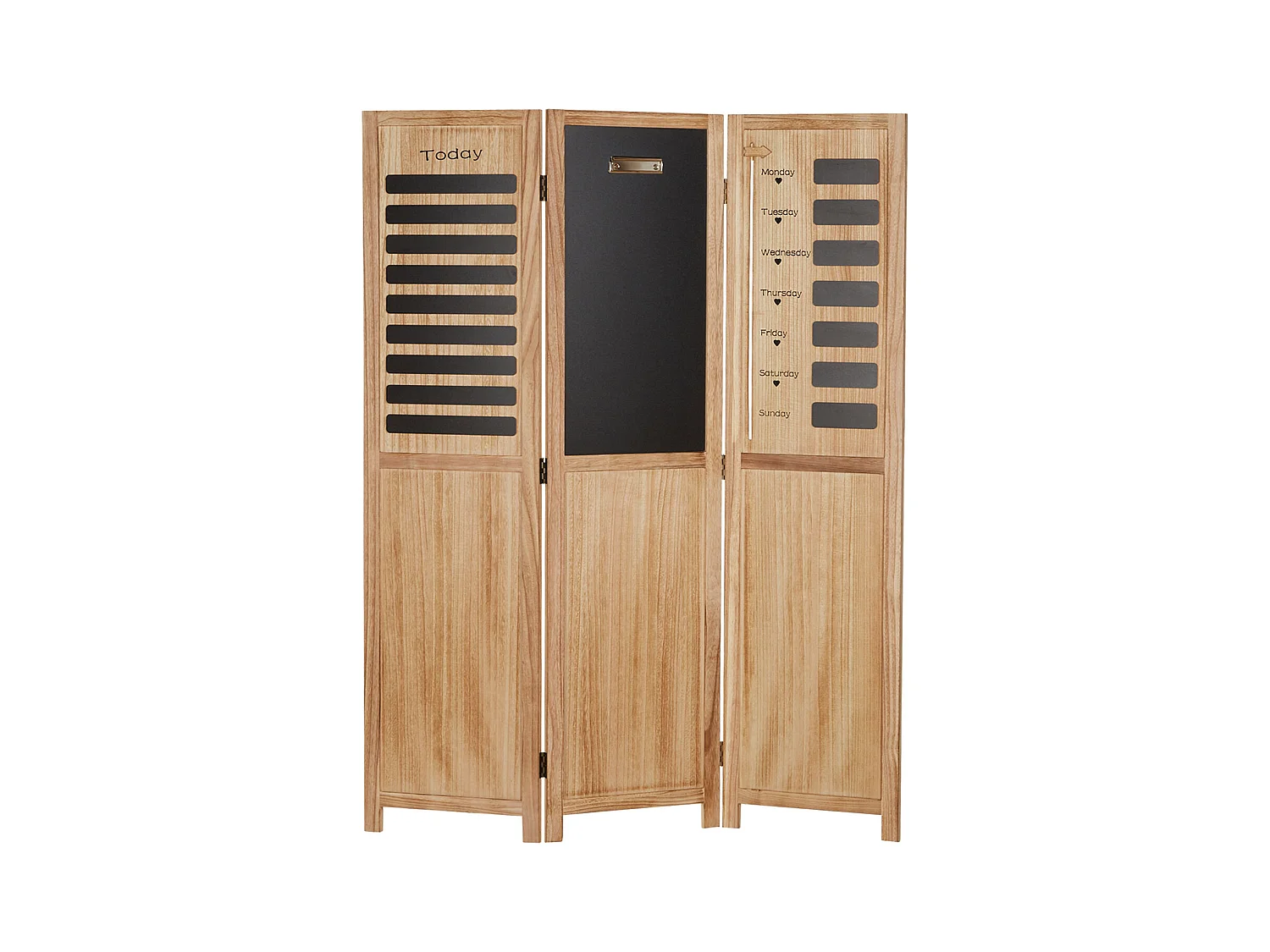 Paravent diviseur de pièce 170x120x2 cm en bois naturel