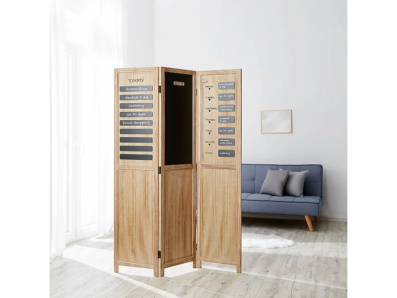 Raumteiler 170x120x2 cm natürlicher Holz-Paravent