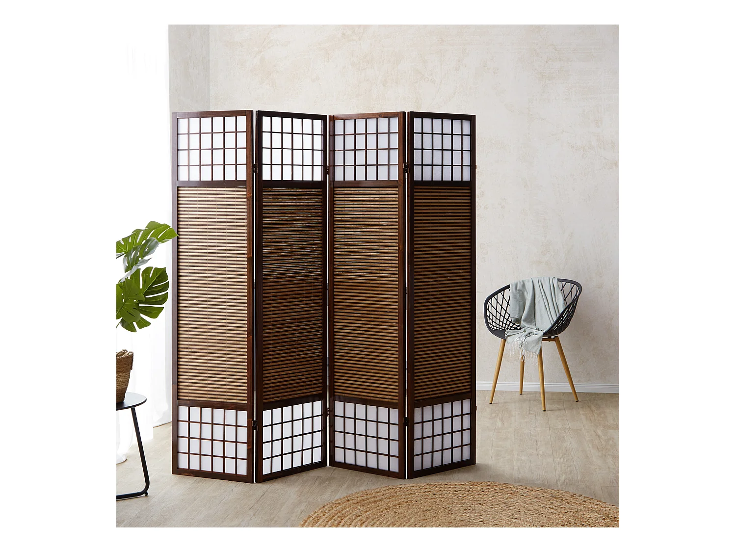 Paravent, Séparateur de pièce 175x176x2.2 cm Marron
