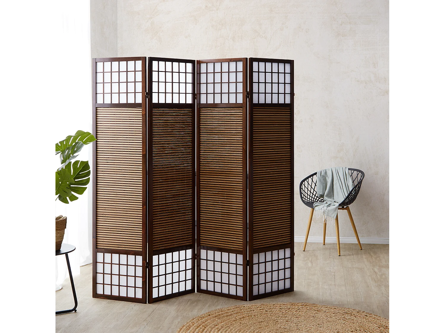 Separador de ambiente 175x176x2.2 cm Marrón Biombo