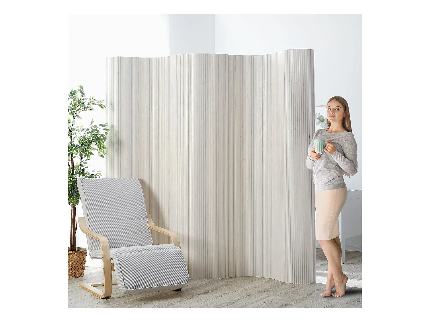 Paravent 200x250x0,3 cm blanchi