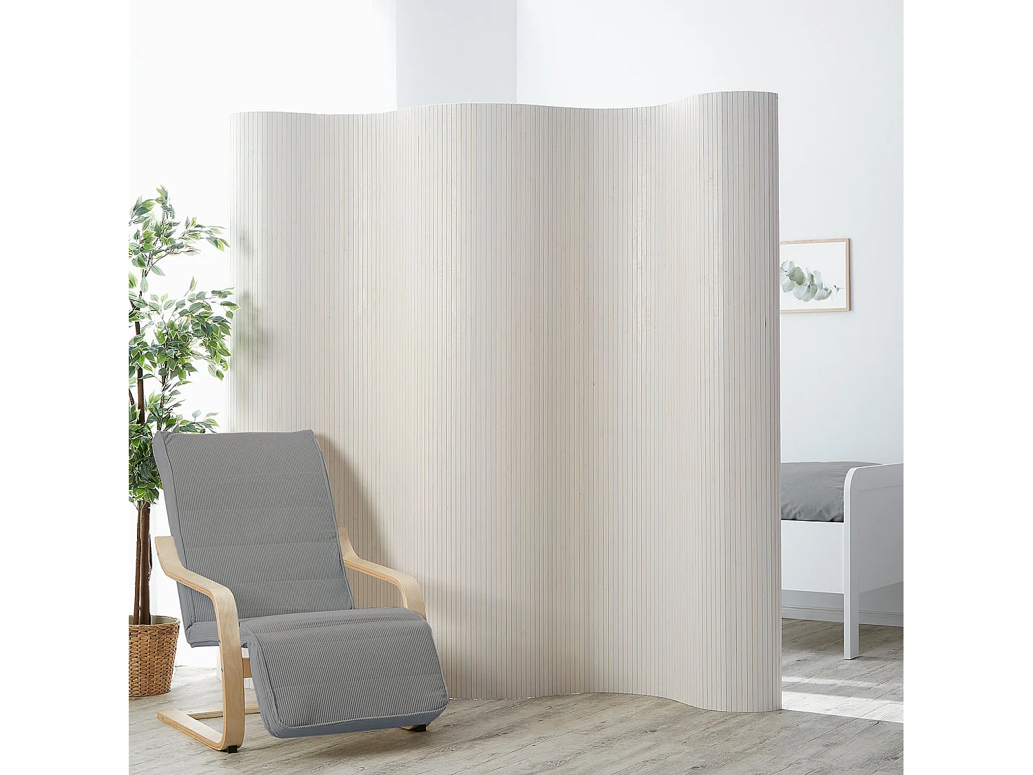 Kamerscherm 200x250x0,3 cm wit gewassen