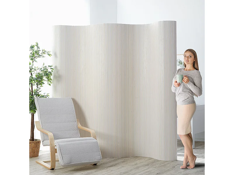 Kamerscherm 200x250x0,3 cm wit gewassen