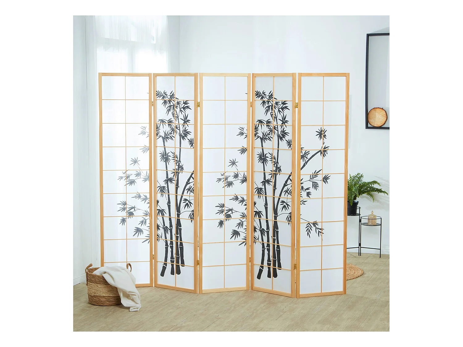 Cloison de séparation 220x179x2 cm naturel Shoji