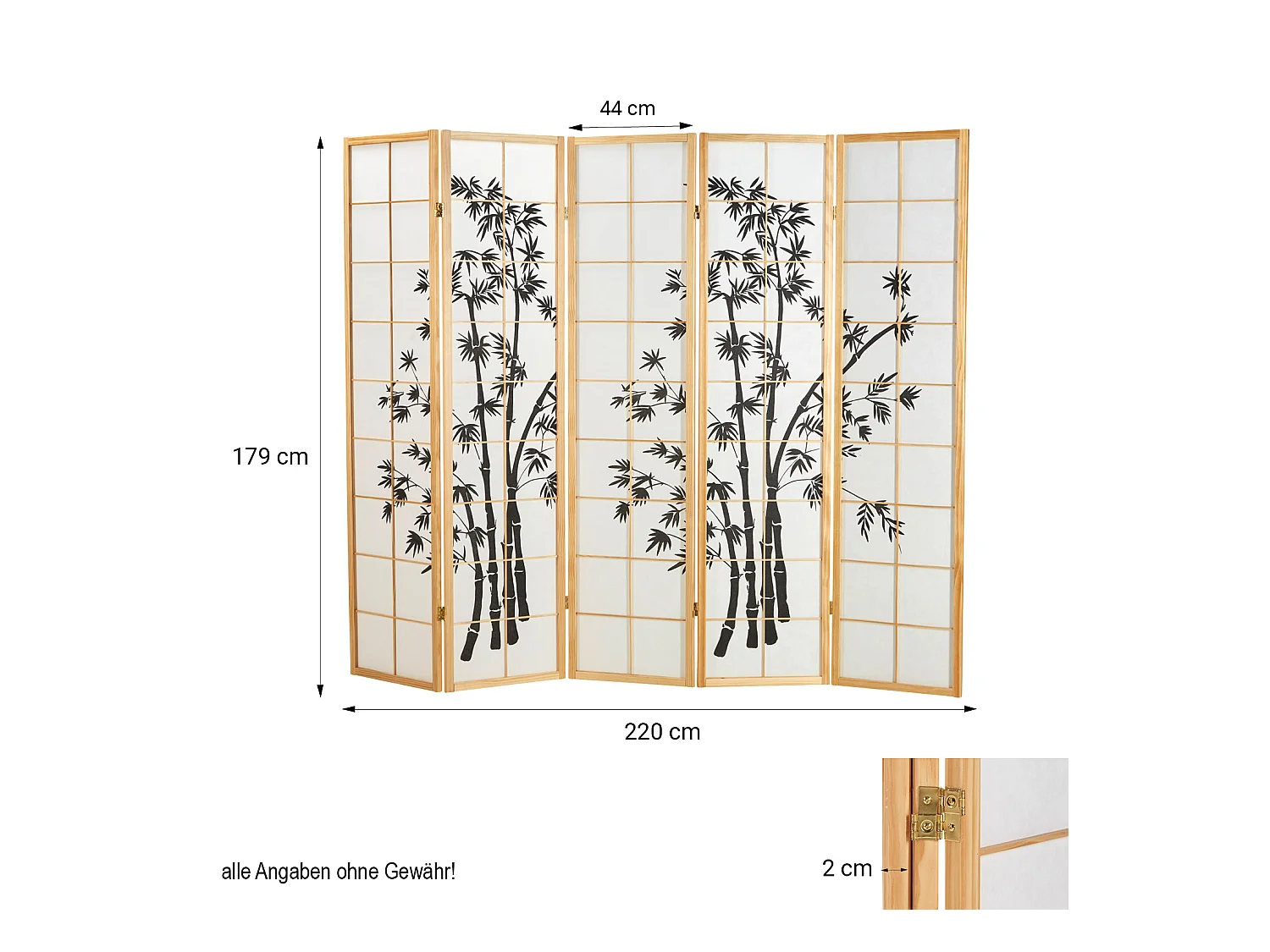 Cloison de séparation 220x179x2 cm naturel Shoji