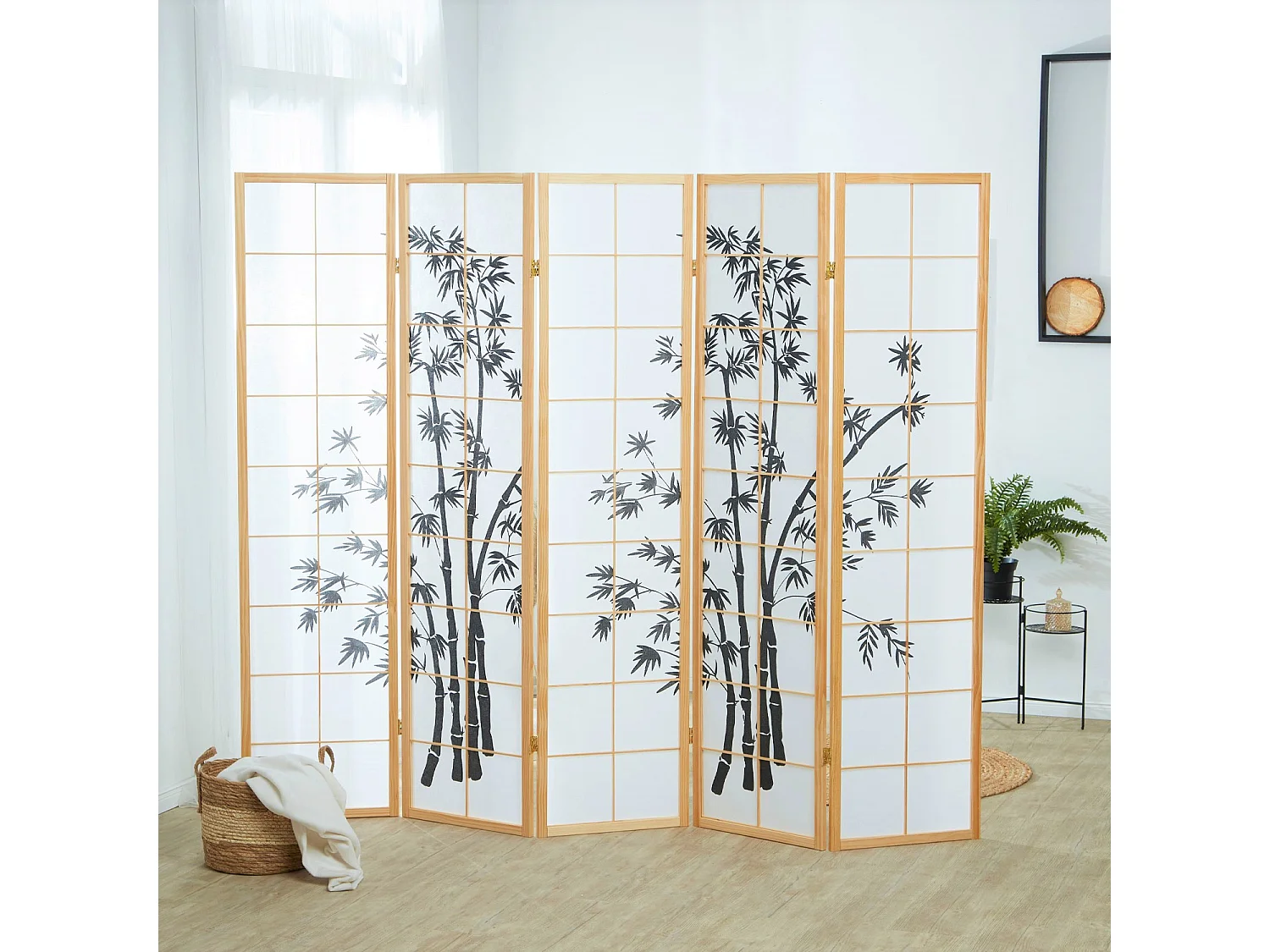 Biombo 220x179x2 cm natural Shoji