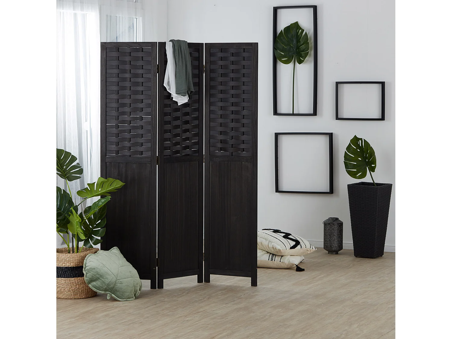 Separador de ambiente 120x2.2x170 cm negro