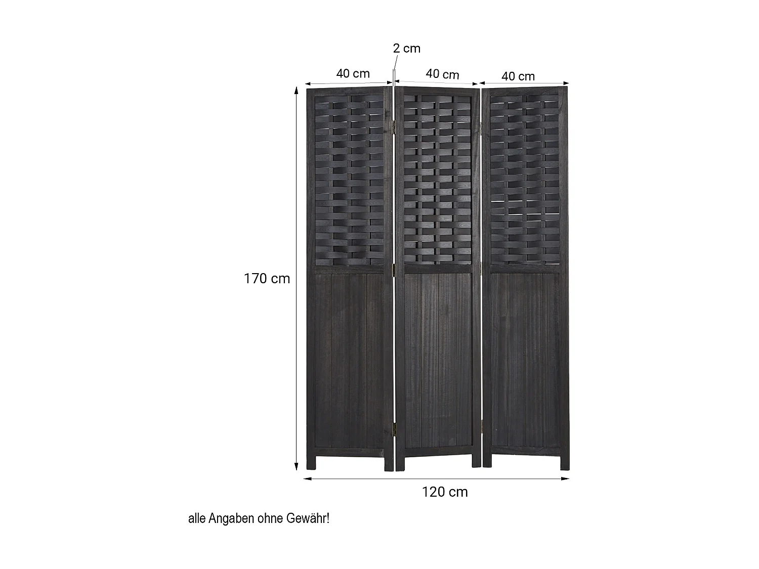Separador de ambiente 120x2.2x170 cm negro