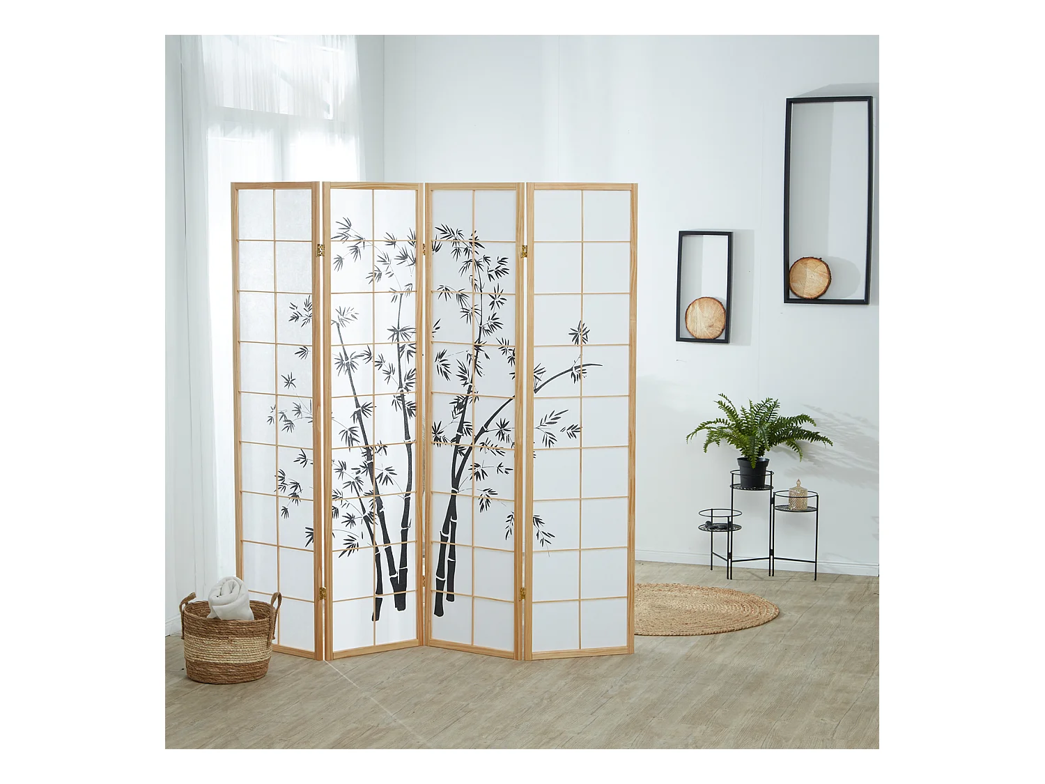 Séparateur de pièce 176x2x179 cm naturel Shoji