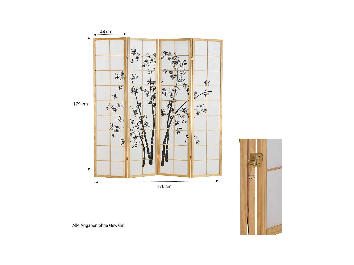 Séparateur de pièce 176x2x179 cm naturel Shoji