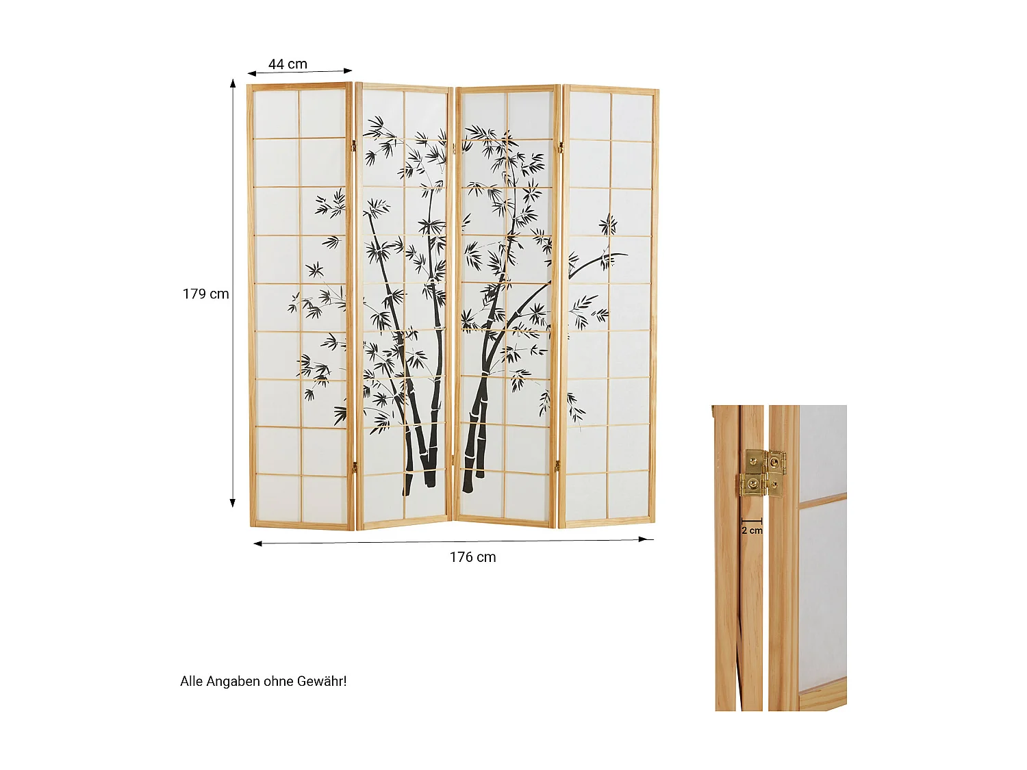 Parawan 176x2x179 cm naturalny Shoji