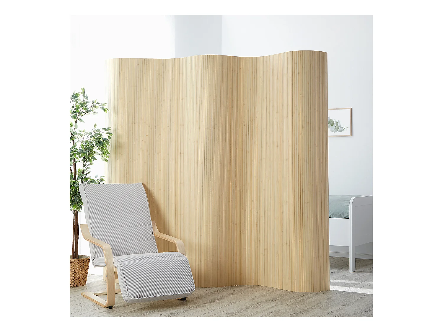 Paravent 200x250x0,3 cm naturel clair