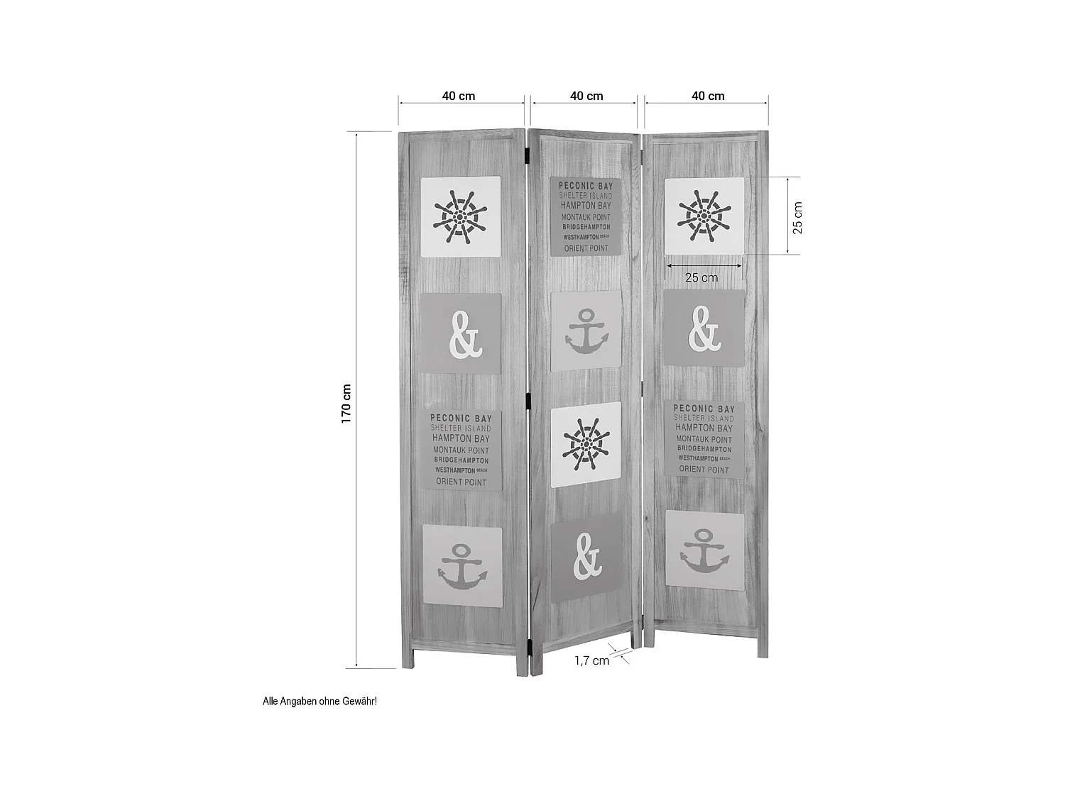 Paravent 120x170x1,7 cm naturel, séparateur de pièce