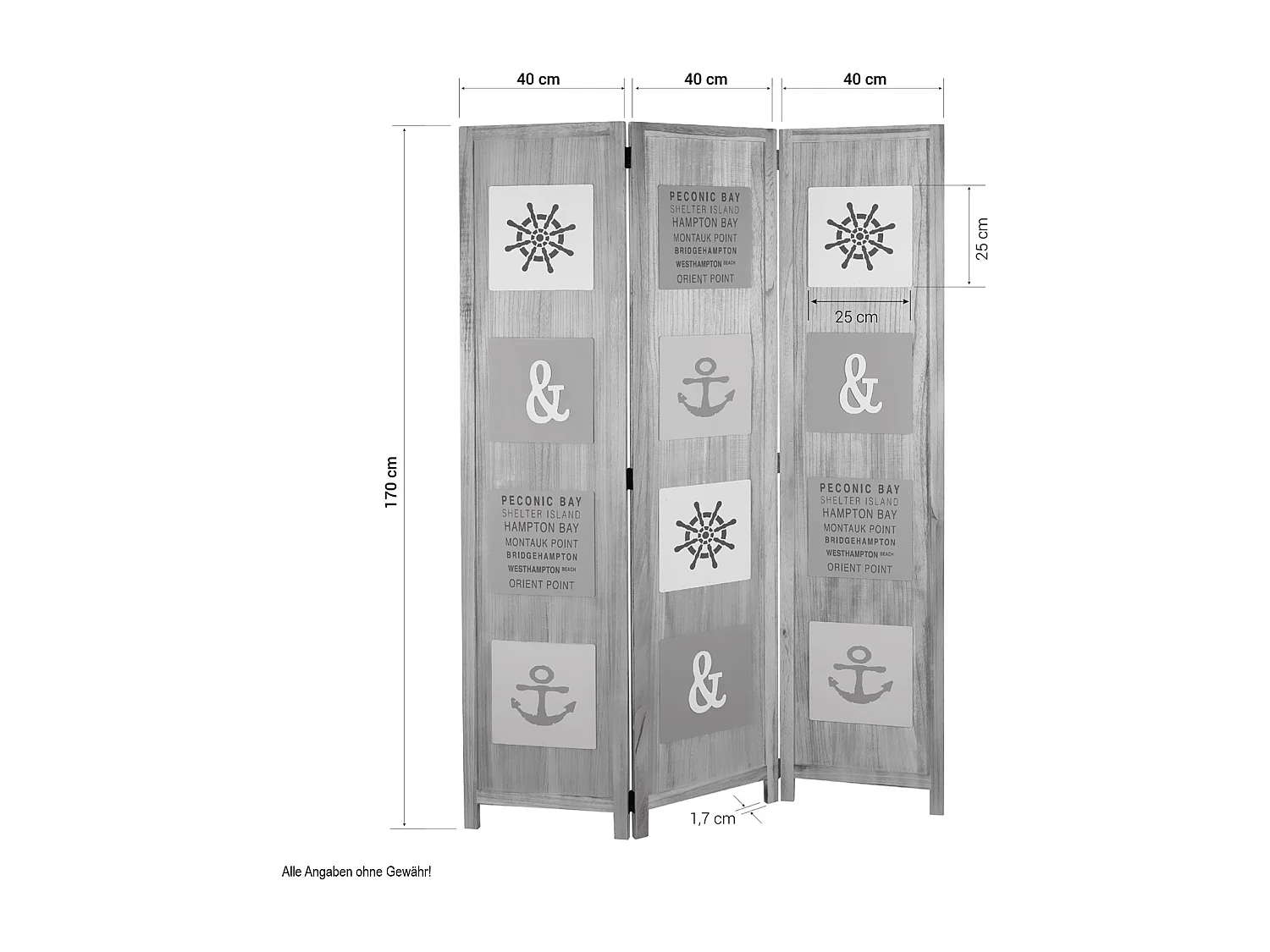 Separé 120x170x1,7 cm naturale Paravento