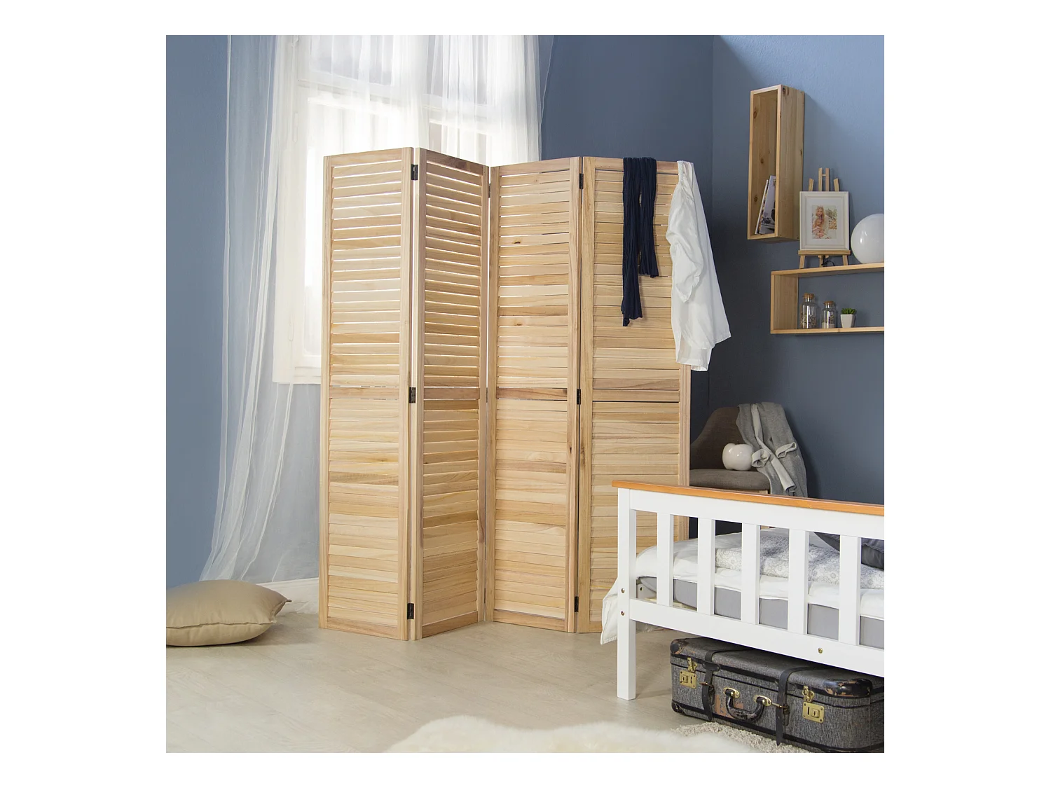 Séparateur de pièce 160x170x2 cm marron