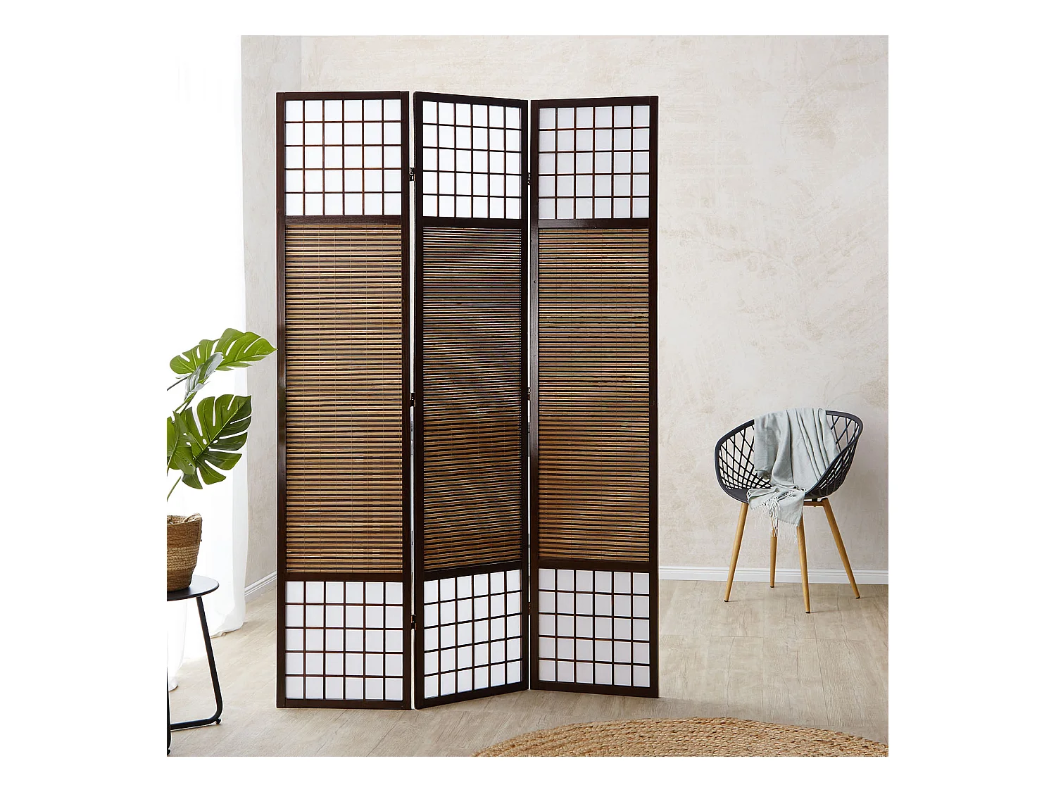 Paravent 120x200x1,8 cm marron Shoji