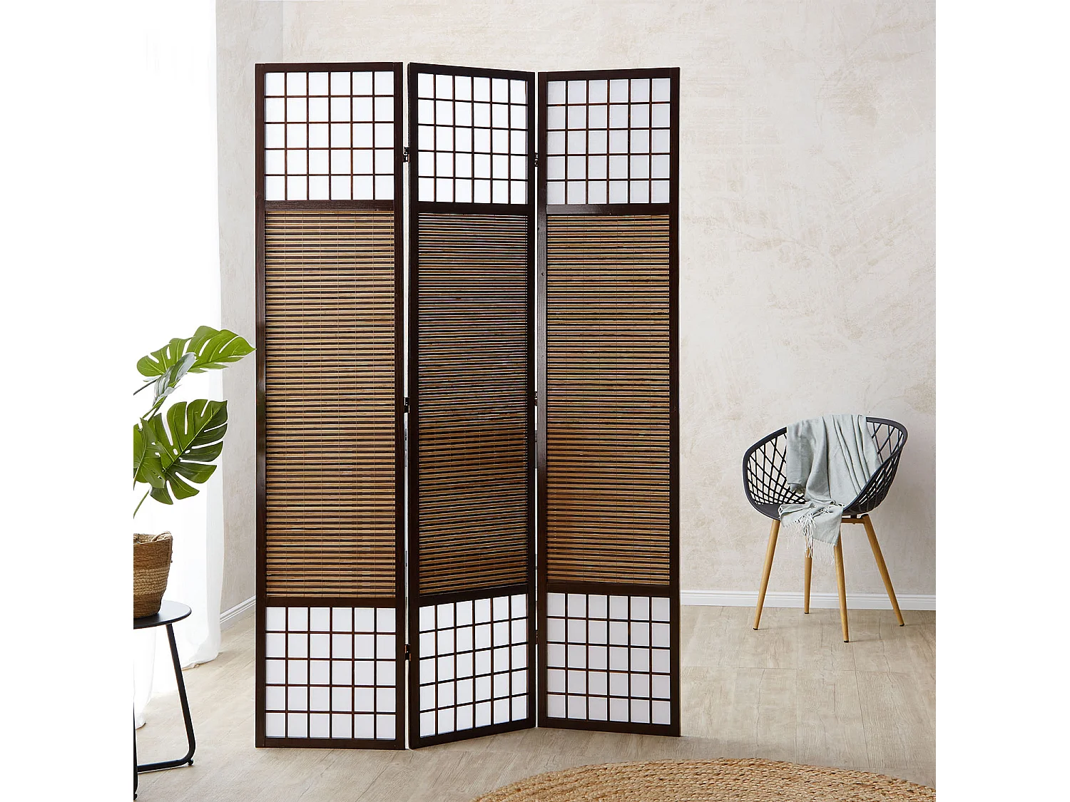 Separador de ambientes 120x200x1.8 cm marrón Shoji