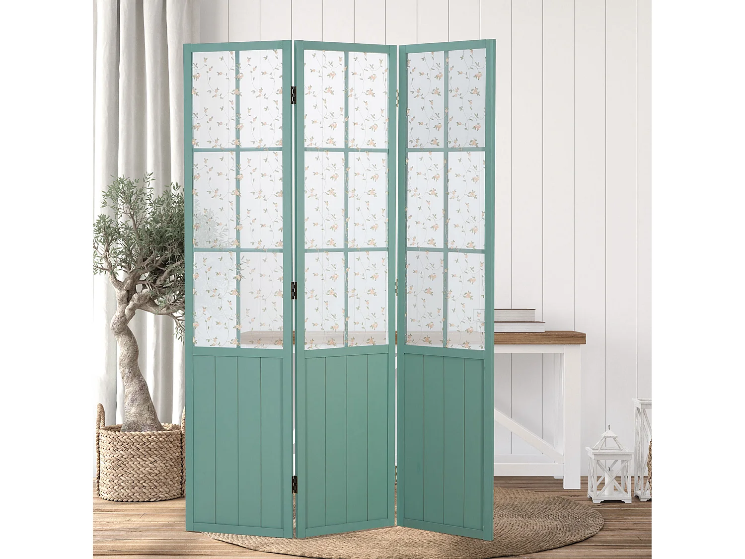 Kamerscheiding 170x120x2 cm Turquoise Landelijke Stijl