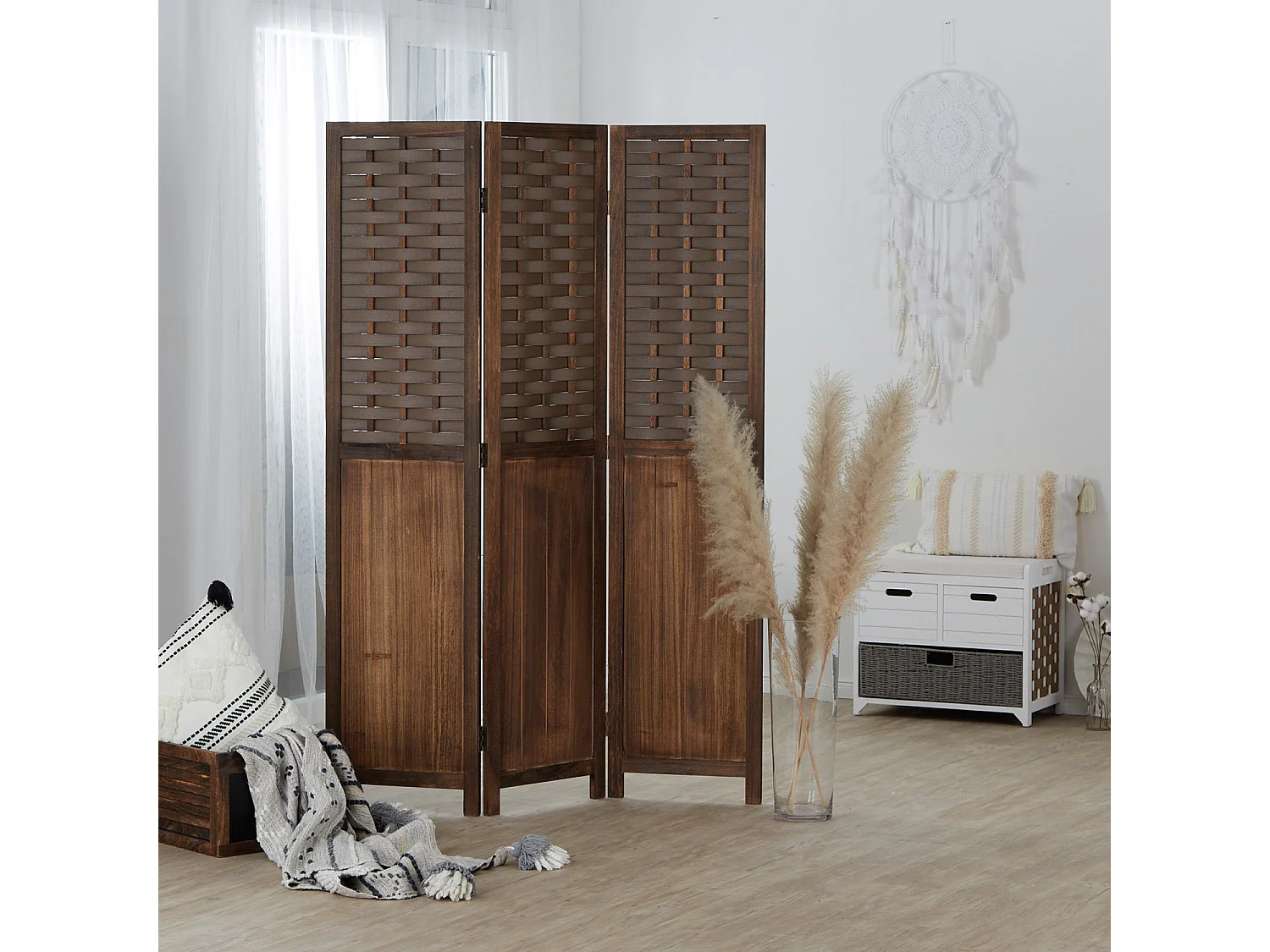 Separador de ambientes 170x120x2.2 cm marrón