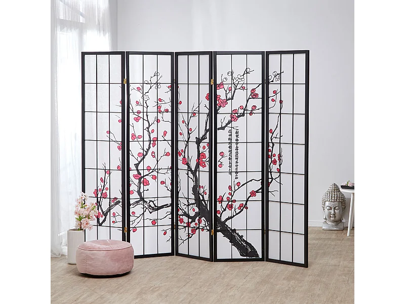 Kamerscherm roomdivider 220x179x2 cm zwart Shoji