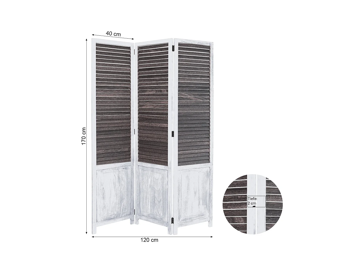 Paravent 170x120x2 cm Blanc Vintage